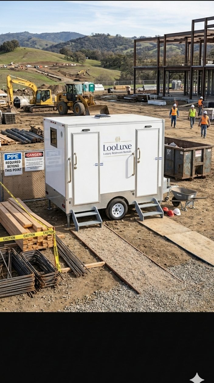 LooLuxe construction restroom trailer